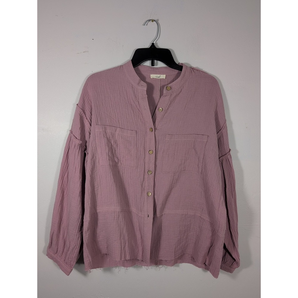 Easel Tunic Cotton/Crinkle Long Sleeve Purple Size M